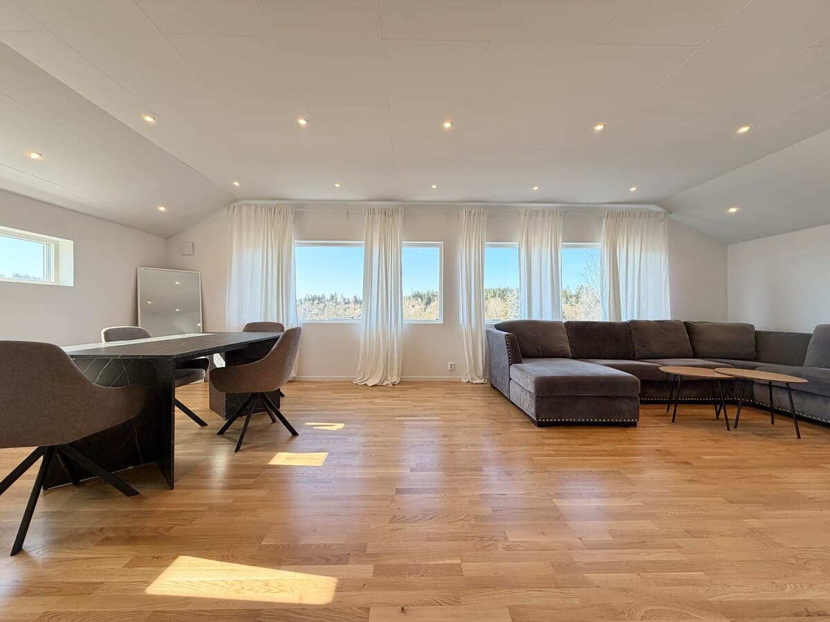 Furnished living room in one of our homes